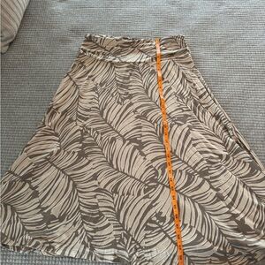 Leaf Print A-Line Skirt